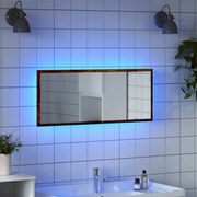 vidaXL Espelho de casa de banho c/ LED deriv. madeira carvalho fumado