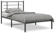 Estrutura de cama com cabeceira 100x190 cm metal preto