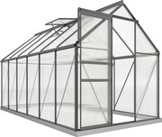 Outsunny Estufa de jardim em alumínio e policarbonato com fundação, estufa com janela regulável, porta de correr 190x375x199cm | Aosom Portugal