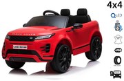 Carro elétrico para Crianças Range Rover EVOQUE, assento em couro sintético, MP3 player com entrada USB, unidade 4x4, bateria 12V10Ah, rodas EVA, eixo