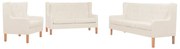 vidaXL Conjunto de sofás 3 pcs tecido branco nata