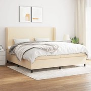 vidaXL Cama com molas/colchão 200x200 cm tecido cor creme