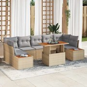 vidaXL Conjunto de Jantar para Jardim com almofada 8 pcs Bege e Cinza