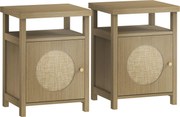 HOMCOM Conjunto 2 Mesas de Cabeceira Boémias com Rattan 40x35x55 cm Cor Madeira | Aosom Portugal