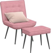 vidaXL Cadeira de descanso com banco veludo rosa
