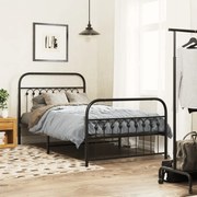 vidaXL Estrutura de cama com cabeceira e pés 100x200 cm metal preto