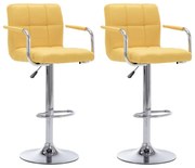 Cadeiras de bar 2 pcs tecido amarelo