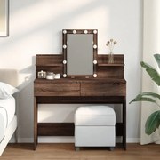 Toucador com LEDs 100x40x130 cm cor carvalho castanho