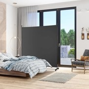 Biombo Divisória de ambientes 184 x 30 x 184 cm com painel único, tela de privacidade larga com rodas bloqueáveis Preto