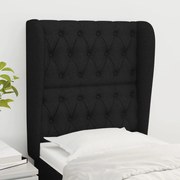 vidaXL Cabeceira de cama c/ abas tecido 83x23x118/128 cm preto