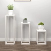vidaXL 3 pcs conjunto de suporte plantas pinho maciço branco