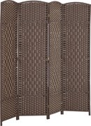 HOMCOM Biombo Dobrável 4 Painéis 180x180 cm Divisória Interior em Pinho e Polipropileno Castanho | Aosom Portugal