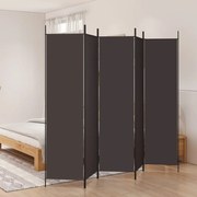 vidaXL Biombo/divisória com 5 painéis 250x200 cm tecido castanho
