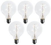 Conjunto de 5 Lâmpadas LED E27 Filamento Espiral Regulável G95 4W 270LM 2700K