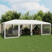 vidaXL Tenda p/ festas c/ 12 paredes laterais malha 8x4 m PEAD branco