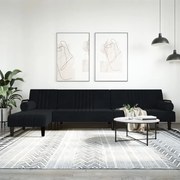 vidaXL Sofá-cama em forma de L 260x140x70 cm veludo preto