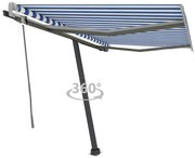 vidaXL Toldo automático independente 300x250 cm azul e branco