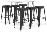 vidaXL 7 pcs conjunto de bar branco e preto