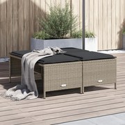 vidaXL Bancos de jardim com almofadões 4 pcs vime PE cinzento-claro