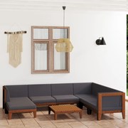 8 pcs conjunto lounge de jardim c/ almofadões acácia maciça