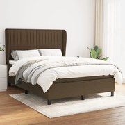 vidaXL Cama com molas/colchão 140x200 cm tecido castanho-escuro