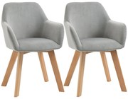 HOMCOM Cadeiras de Jantar Modernas Estofadas em Veludo Cinza c/ Encosto Médio Pés Madeira Borracha 54x57x80cm | Aosom Portugal