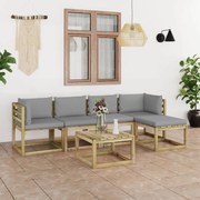 6 pcs conjunto lounge de jardim com almofadões pinho impregnado