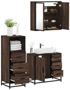 vidaXL 3 pcs conj. móveis WC derivados madeira cor carvalho castanho