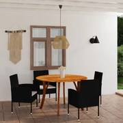 5 pcs conjunto de jantar para jardim preto