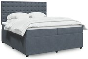 vidaXL Cama com molas/colchão 200x200 cm veludo cinzento-escuro