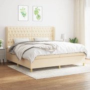 vidaXL Cama com molas/colchão 200x200 cm tecido cor creme