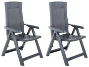 vidaXL Cadeiras de jardim reclináveis 2 pcs plástico antracite