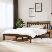 Estrutura cama dupla 135x190 cm madeira maciça castanho-mel