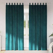 Cortinas Blackout vidaXL com Laços de Pendurar 2 pcs Verde Escuro Veludo