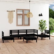 6 pcs conjunto lounge de jardim pinho maciço preto