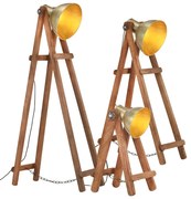 vidaXL Candeeiros de chão 3 pcs E27 mangueira maciça cor bronze