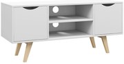 HOMCOM Móvel de TV Moderno para Televisores de até 50 Polegadas com 2 Armários e 2 Prateleiras Abertas 110x39x50 cm Branco