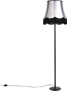 Candeeiro de pé retro preto com cúpula preta e cinzenta 45 cm - Simplo