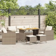 vidaXL 6 pcs conjunto de sofás p/ jardim com almofadões vime PE bege
