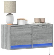 vidaXL Móvel de parede p/ TV c/ luzes LED 80x31x35 cm cinzento sonoma