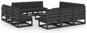 13 pcs conjunto lounge de jardim c/ almofadões pinho maciço