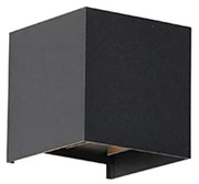 Candeeiro de parede exterior preto com LED 2-luzes IP54 - Edwin Moderno