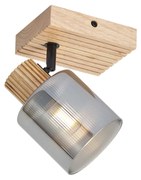 Foco moderno madeira com vidro fumê giratório e inclinável - Gracy