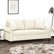 vidaXL Sofá 2 lugares c/ almofadas decorativas 140 cm veludo creme