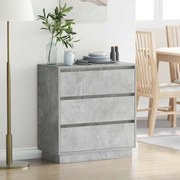 Cômoda de Cabeceira vidaXL com LED Cinza Concreto 71x34,5x75 cm Madeira Engenharia