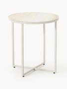 Mesa de apoio redonda com tampo de vidro com aspeto de mármore Antigua