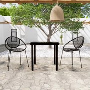 3 pcs conjunto de jantar para jardim preto