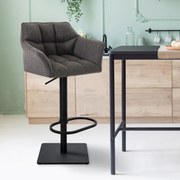 Banco de bar Damaso em tecido e com estrutura preta 64 x 88-113 x 45 cm Cinzento titânio