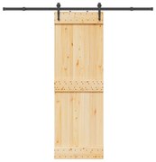 vidaXL Porta de correr com ferragens 70x210 cm madeira de pinho maciça