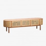 Móvel Tv 175x45 Cm Em Rattan E Madeira Edwina Madeira Natural - Sklum